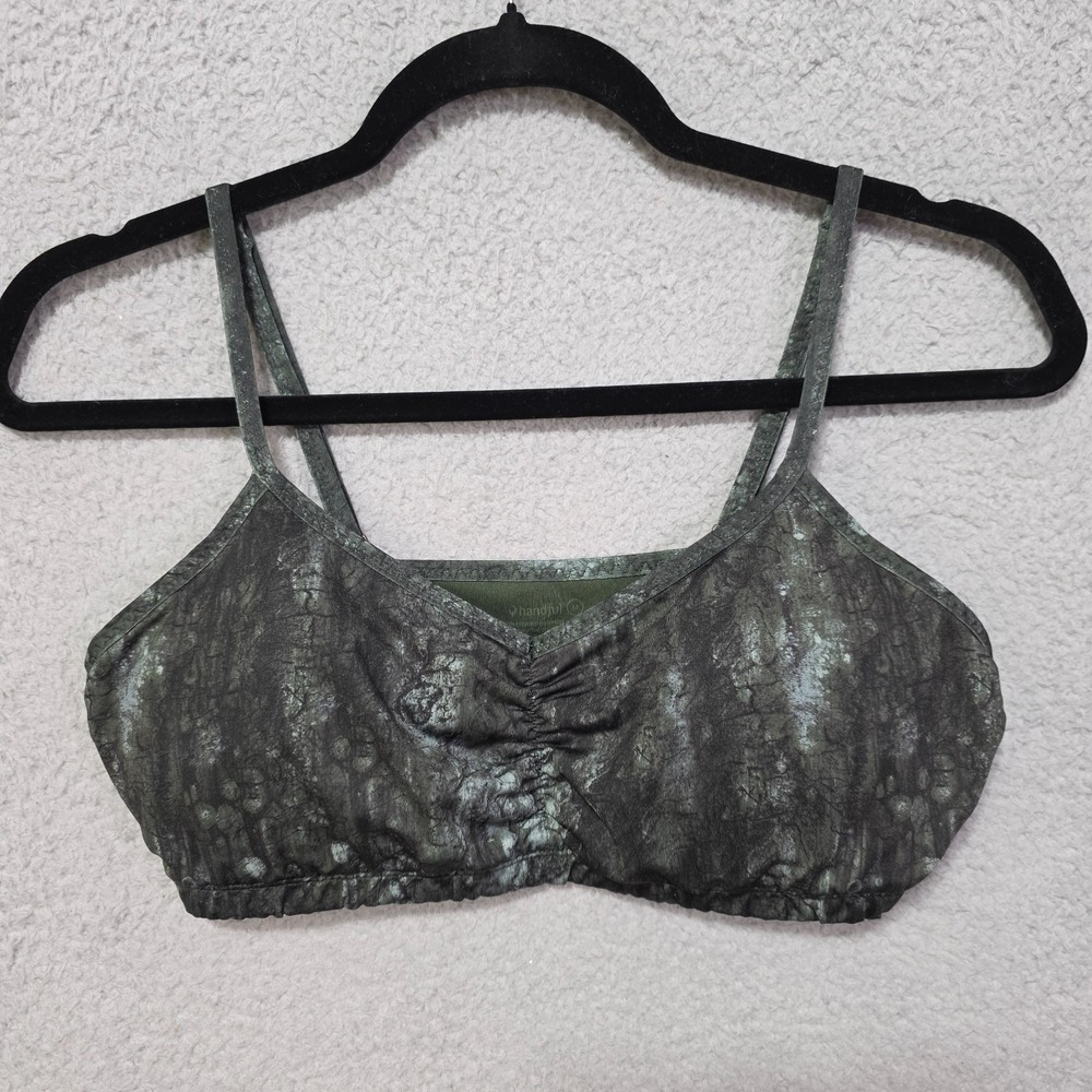 Handful Sports Bra Womens Mossy Oak Green Camo Adjustable Straps Medium